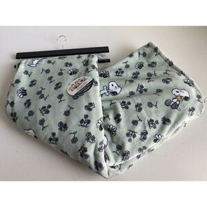 PEANUTS Snoopy Woodstock Plush Throw Blanket 60X70” Spring Flowers & Bees Green
